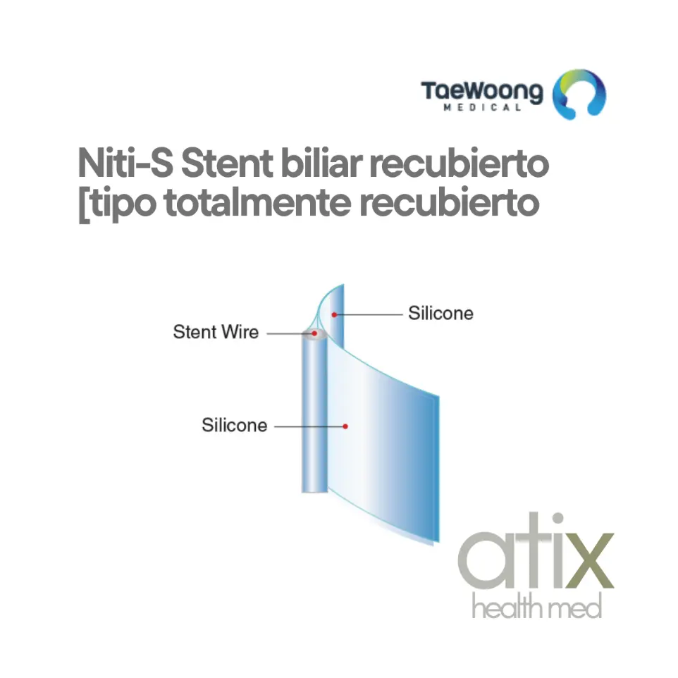 TaeWoong Niti-S Stent Biliar Recubierto Autoexpandible | Full Covered Stent biliar recubierto TaeWoong Niti-S autoexpandible Full Covered